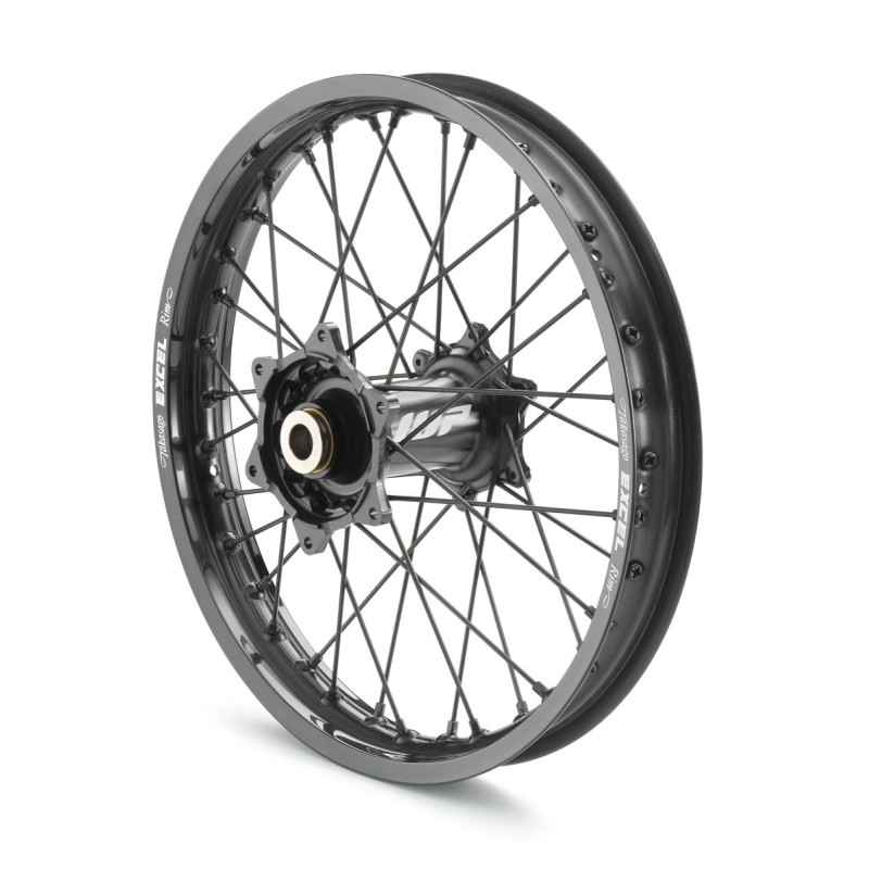 Roue arrière à rayons renforcés Factory Racing aluminium anodisée noire (2,5x19") pour Husqvarna TC/FC (23+) et TE/FE (24+)