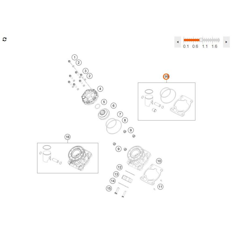 Kit Piston complet Cote 2 (Gr. II) pour KTM 50 TC (24+)