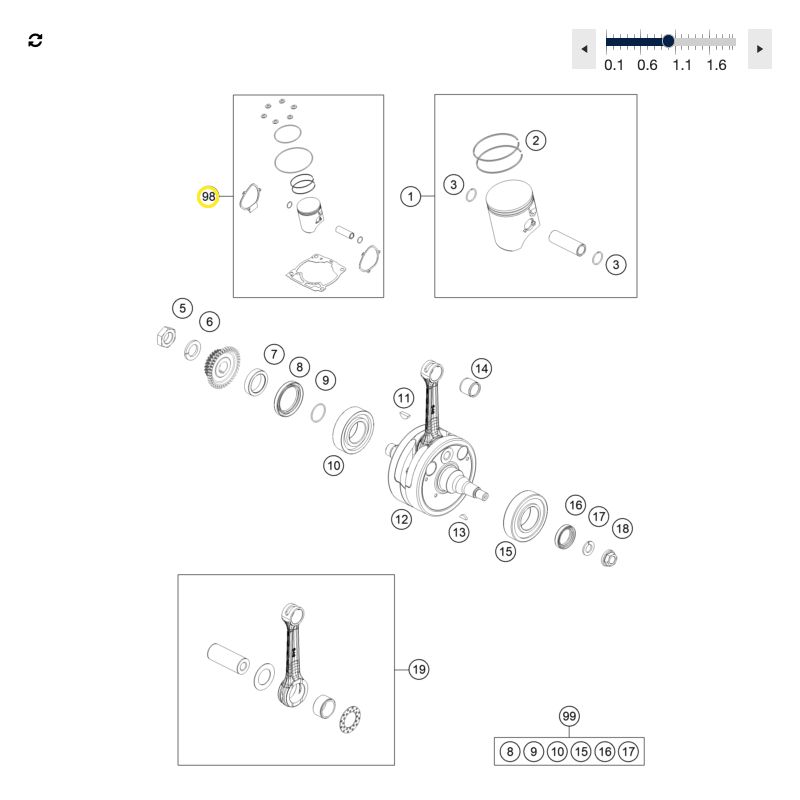 Kit Piston complet Cote 1 (Gr. I) pour Husqvarna TE 300i (17-23)