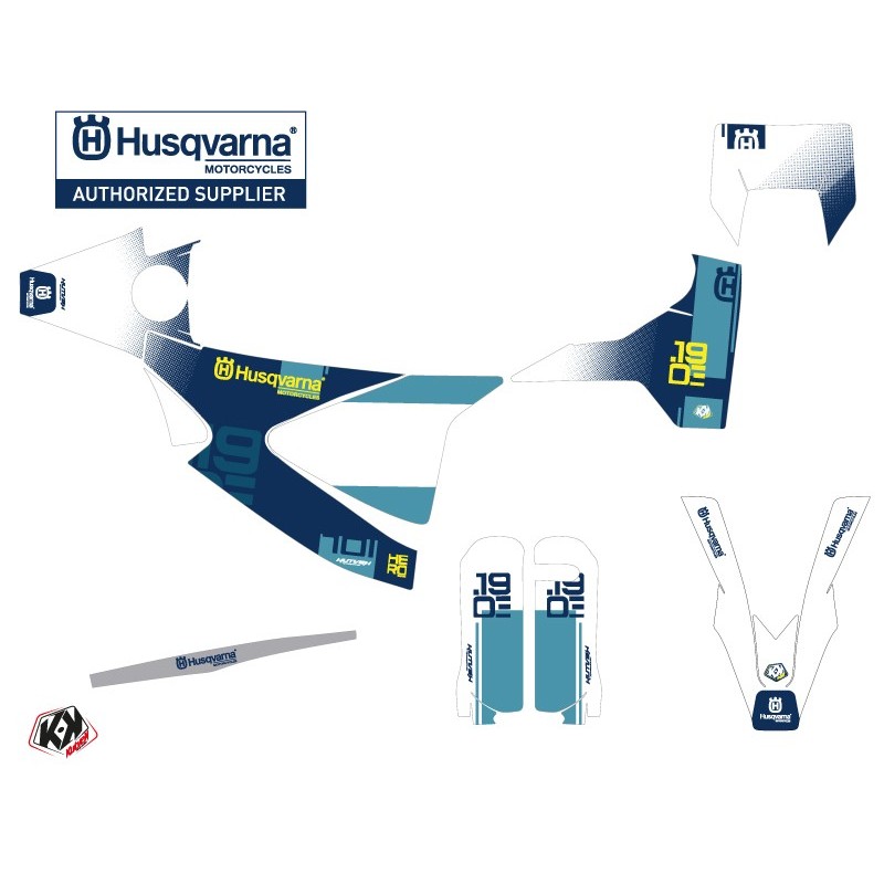 Kit déco Motocross HUSQVARNA Hero Bleu/Jaune pour 701 Enduro