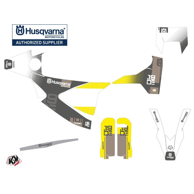 Kit déco Motocross HUSQVARNA Hero Gris/Jaune pour 701 Enduro