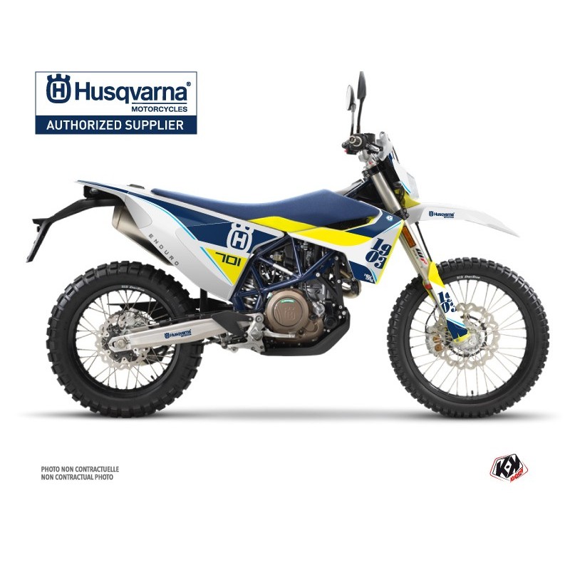 Kit déco Motocross HUSQVARNA Heyday Bleu/Jaune pour 701 Enduro