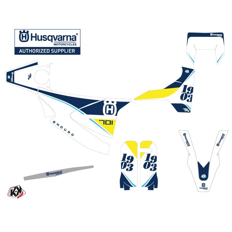 Kit déco Motocross HUSQVARNA Heyday Bleu/Jaune pour 701 Enduro