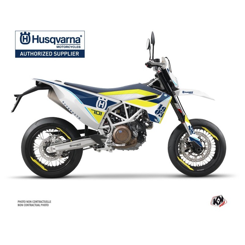 Kit déco Motocross HUSQVARNA Heyday Bleu/Jaune pour 701 Supermoto