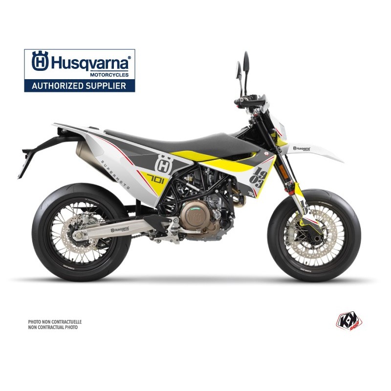 Kit déco Motocross HUSQVARNA Heyday Gris/Jaune pour701 Supermoto