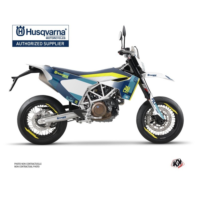 Kit déco Motocross HUSQVARNA Hero Bleu/Jaune pour 701 Supermoto