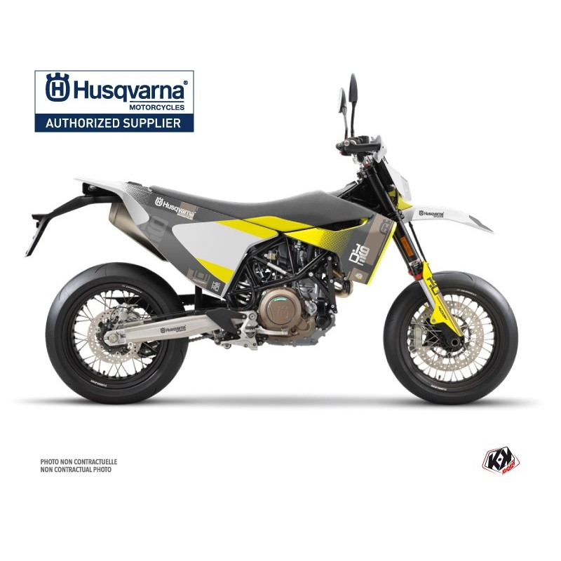 Kit déco Motocross HUSQVARNA Hero Gris/Jaune pour 701 Supermoto