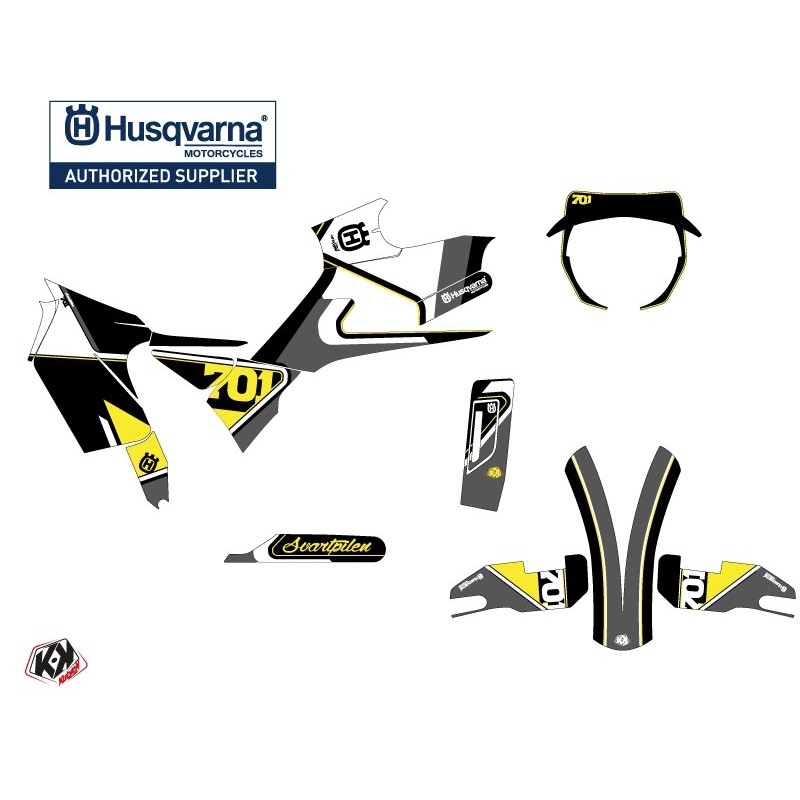 Kit déco Moto HUSQVARNA Rocket Gris/Jaune Série pour SVARTPILEN 701