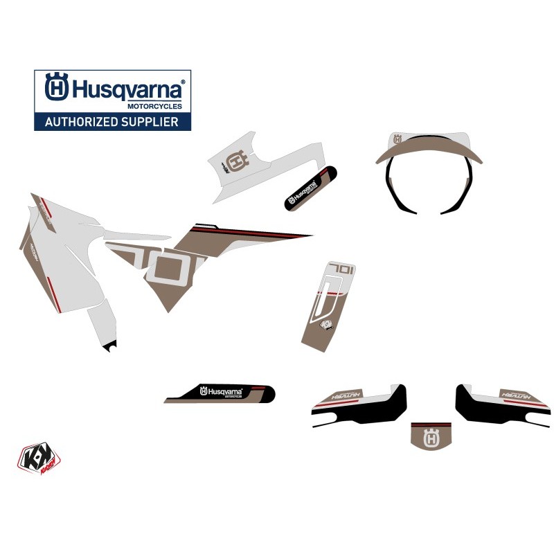 Kit déco Moto HUSQVARNA Straight Blanc/Marron Série pour SVARTPILEN 701