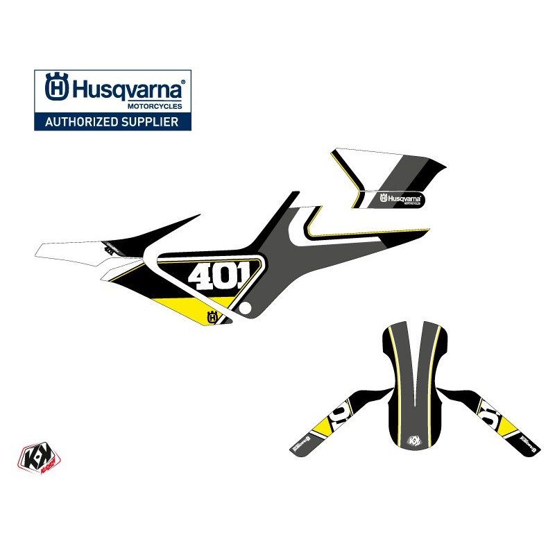 Kit déco Moto HUSQVARNA Rocket Gris/Jaune Série pour SVARTPILEN 401