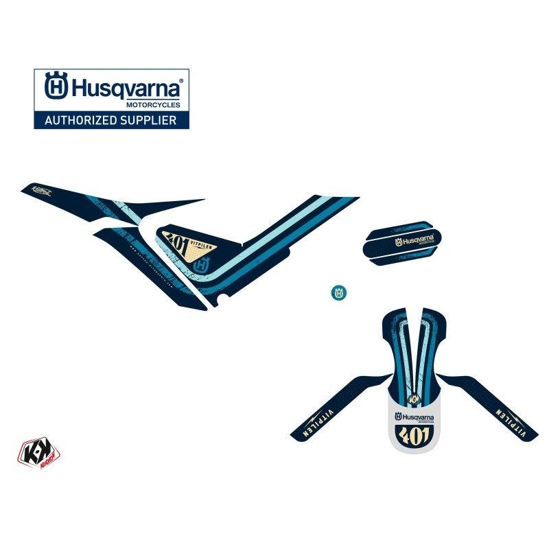 Kit déco Moto HUSQVARNA Skramb Bleu Série pour VITPILEN 401