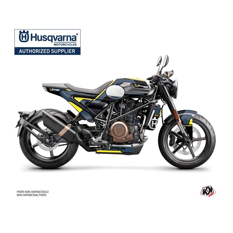 Kit déco Moto HUSQVARNA Bobber Bleu/Jaune Série pour VITPILEN 701