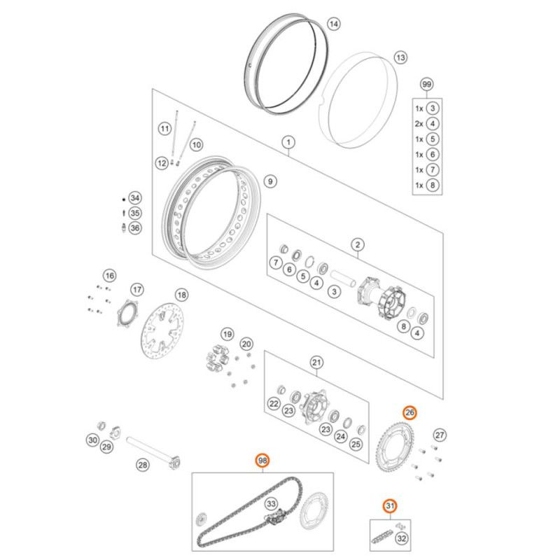 KIT CHAINE 16/45 Dents pour Husqvarna Norden 901