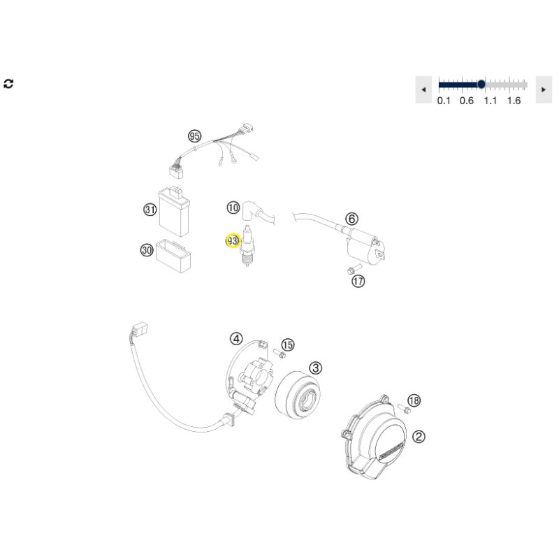 Bougie d'allumage Origine NGK BR9ECMVX pour Husqvarna TC 125 (14-22) et TE 125/150 (14-25)