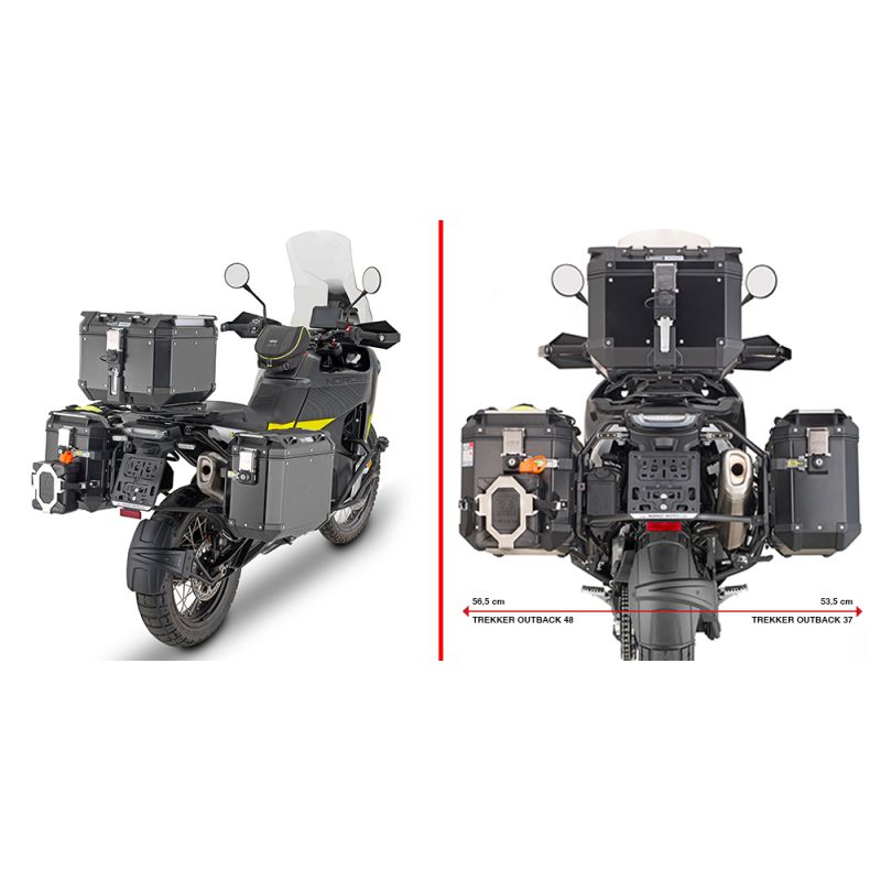 Support latéral Valises GIVI "TREKKER OUTBACK EVO SMART" Aluminium Noir (48L) pour Norden 901 GIVI